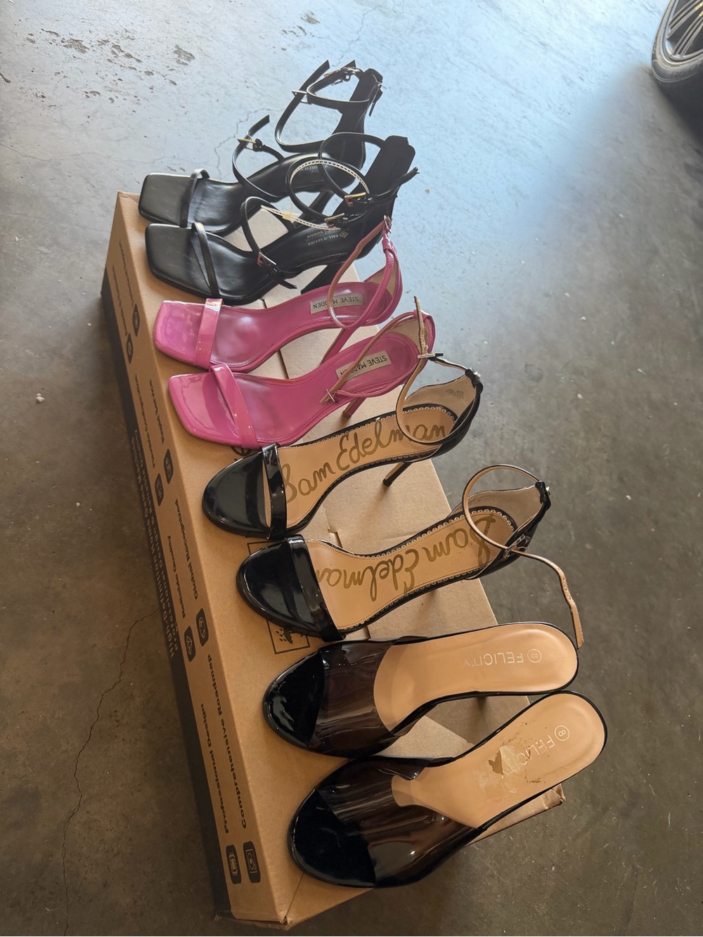 Sam Edelman Black and Pink Strappy High Heel Sandals